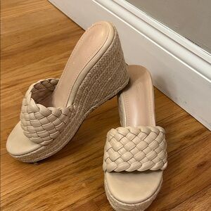 Woven Braided Espadrille Wedge Slide - Beige